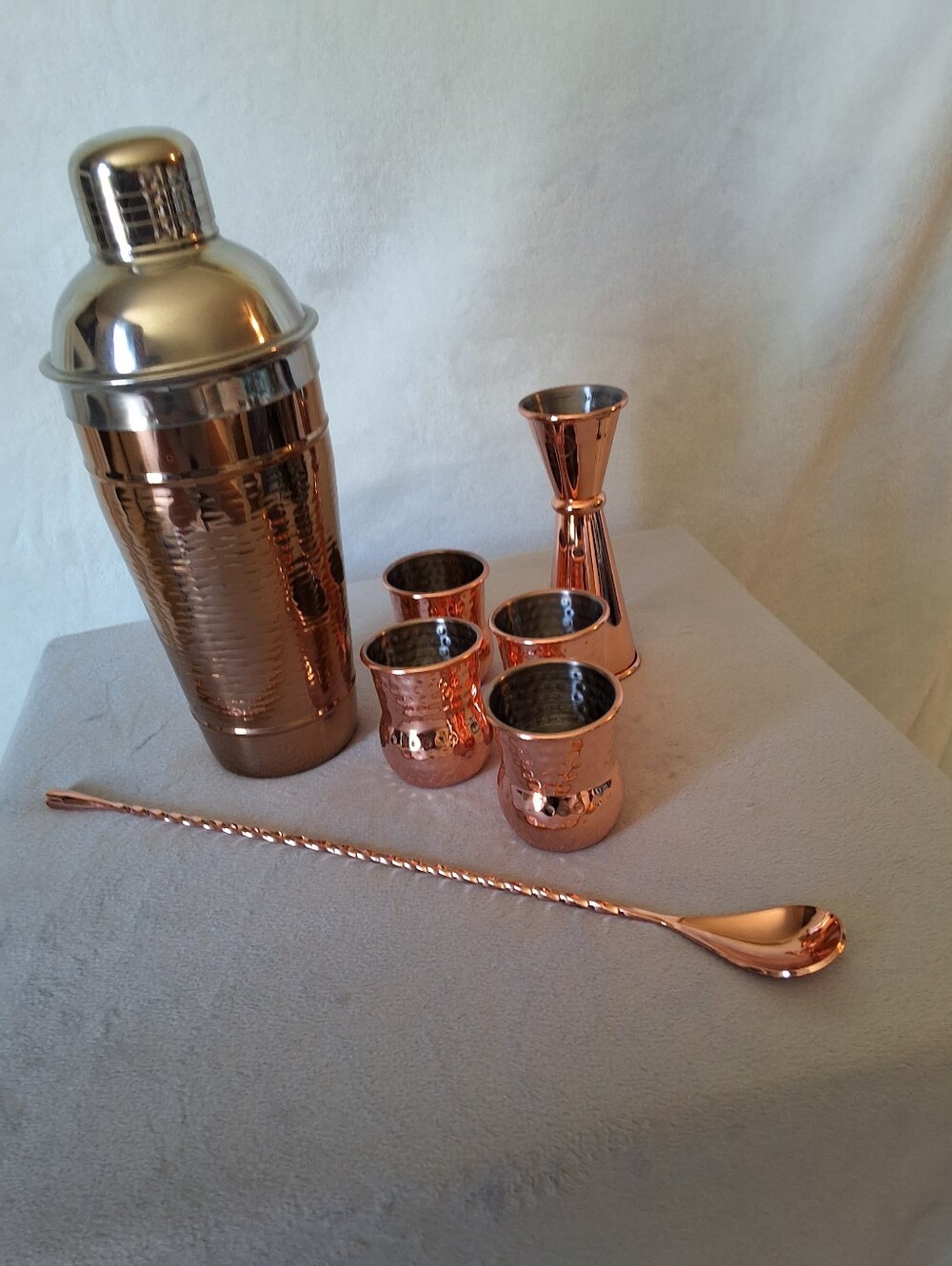 Hammered Copper Bar Accessories, Never Used!